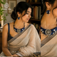 Handmade Blue Block Printed Durga Fabric Necklace Set For Women