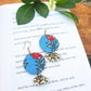 Handcrafted Blue Fabric Dangler Earrings with Silver Ghungroo Charm for Women