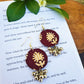Handcrafted Maroon Fabric Dangler Earrings with Silver Ghungroo Charm for Women