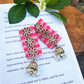 Handmade Pink Floral design Jhumki Fabric Earrings For Women