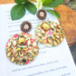 Handmade Floral Design Multi Colour With CZ Stones Dangler Fabric Earrings For Women