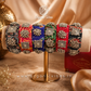 Handmade Colorful Fabric Bangle Set of 6 | Thick Textile Bangles with Oxidized Charms & Ghungroos | Sustainable Ethnic Jewelry for Women