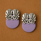 Upcycled Fabric Stud Earrings with Brass Detailing