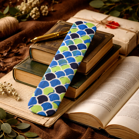 Handcrafted Peacock Blue Block Printed Fabric Bookmark | Sustainable Zero Waste Bookmark | Reusable Eco Friendly Bookmark for Books & Journals
