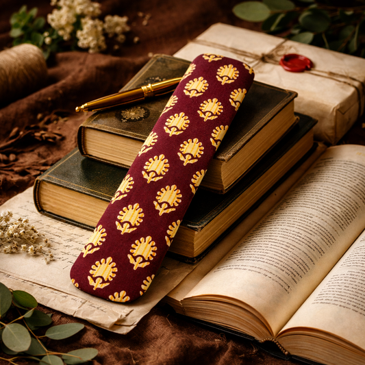 Handcrafted Maroon Block Printed Fabric Bookmark | Sustainable Zero Waste Bookmark | Reusable Eco Friendly Bookmark for Books & Journals