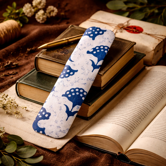 Handcrafted White Block Printed Fabric Bookmark | Sustainable Zero Waste Bookmark | Reusable Eco Friendly Bookmark for Books & Journals