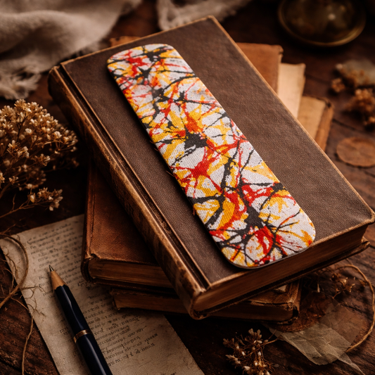 Handcrafted Red Yellow Batik Printed Fabric Bookmark | Sustainable Zero Waste Bookmark | Reusable Eco Friendly Bookmark for Books & Journals (Copy)