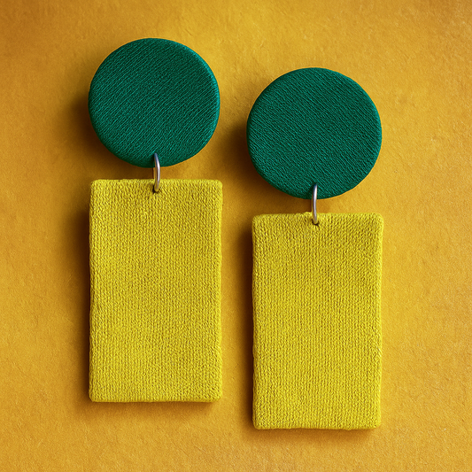 Handmade Geometrical Shape Dangler Fabric Earrings For Women