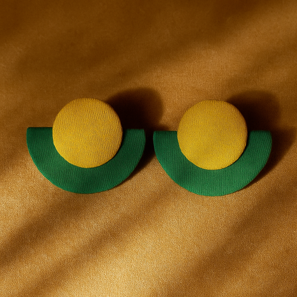 Handmade Geometrical Shape Unique Stud Fabric Earrings For Women