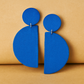 Handmade Blue Minimalistic Geometrical Shape Antique Dangler Fabric Earrings For Women