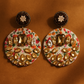 Handmade Floral Design Multi Colour With CZ Stones Dangler Fabric Earrings For Women