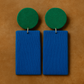Handmade Blue-Green Minimalistic Geometrical Shape Blue-Green Dangler Fabric Earrings For Women