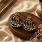 Handmade Om And Trishul Design Multi Color Stud Fabric Earrings For Women