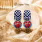 Organic Vibes Handmade Fabric Stud Earrings, Boho Statement Earrings, Blue Floral Ghunghroo Earrings, Sustainable Gift for Women