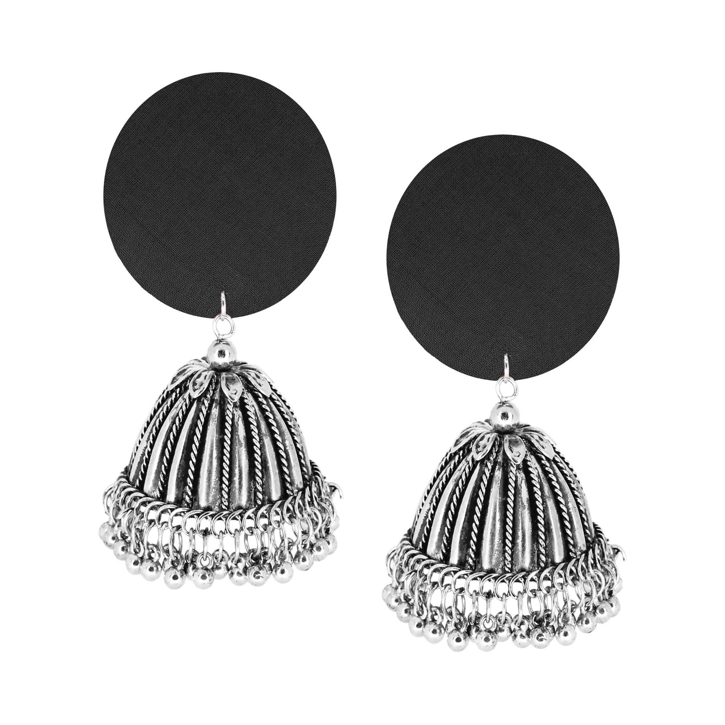 Sustainable Handcrafted Earrings with Upcycled Fabric & Silver Jhumka