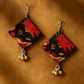 Handcrafted Fabric Earrings for Women | Lightweight Cloth Earrings with Silver Tone Ghungroo Drops | Black Ethnic Daily Wear Earrings