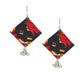 Handcrafted Fabric Earrings for Women | Lightweight Cloth Earrings with Silver Tone Ghungroo Drops | Black Ethnic Daily Wear Earrings