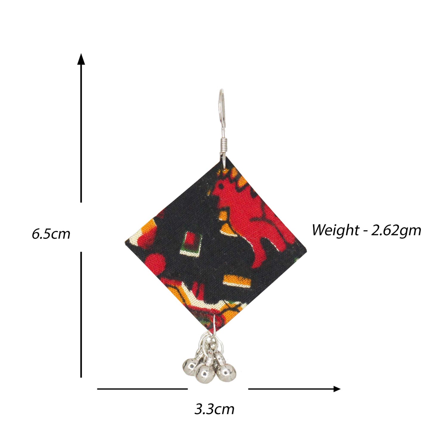 Handcrafted Fabric Earrings for Women | Lightweight Cloth Earrings with Silver Tone Ghungroo Drops | Black Ethnic Daily Wear Earrings