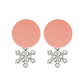 Handcrafted Sustainable Peach Fabric Stud Earrings with Silver Snowflake Charm