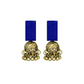 Handcrafted Blue Fabric Earrings with Golden Brass Jhumki