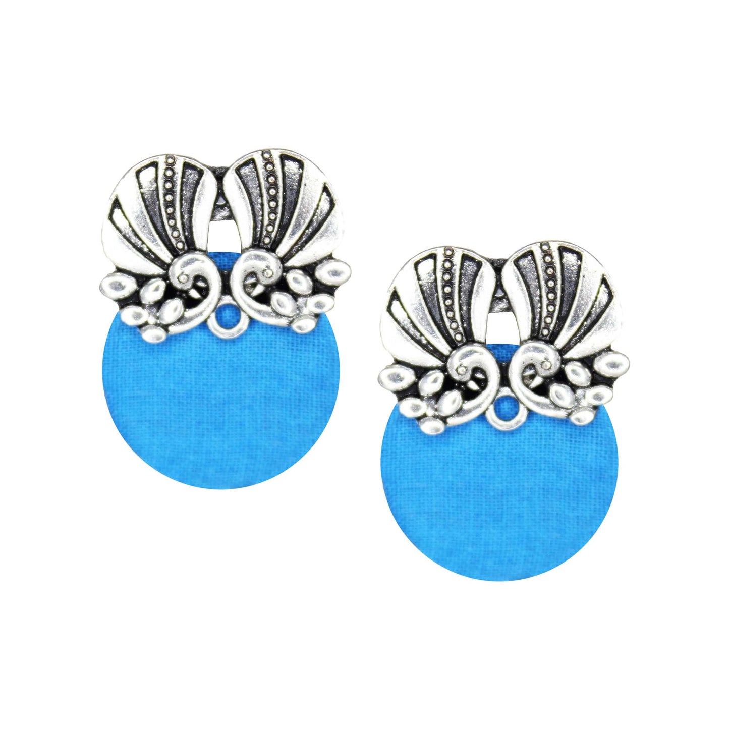 Upcycled Fabric Stud Earrings with Brass Detailing