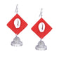 Handcrafted Red Fabric Earrings with Silver Jhumka