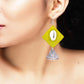 Handcrafted Green Fabric Earrings with Silver Jhumka