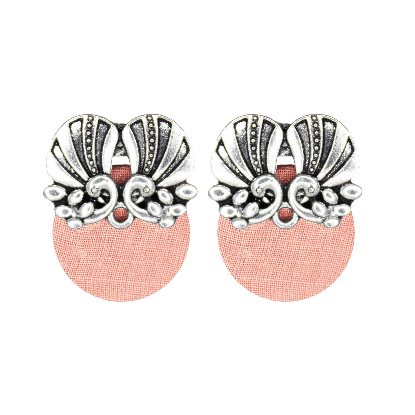 Upcycled Fabric Stud Earrings with Brass Detailing