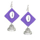 Handcrafted Purple Fabric Earrings with Silver Jhumka