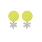 Handcrafted Sustainable Green Fabric Stud Earrings with Silver Snowflake Charm