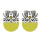 Upcycled Fabric Stud Earrings with Brass Detailing