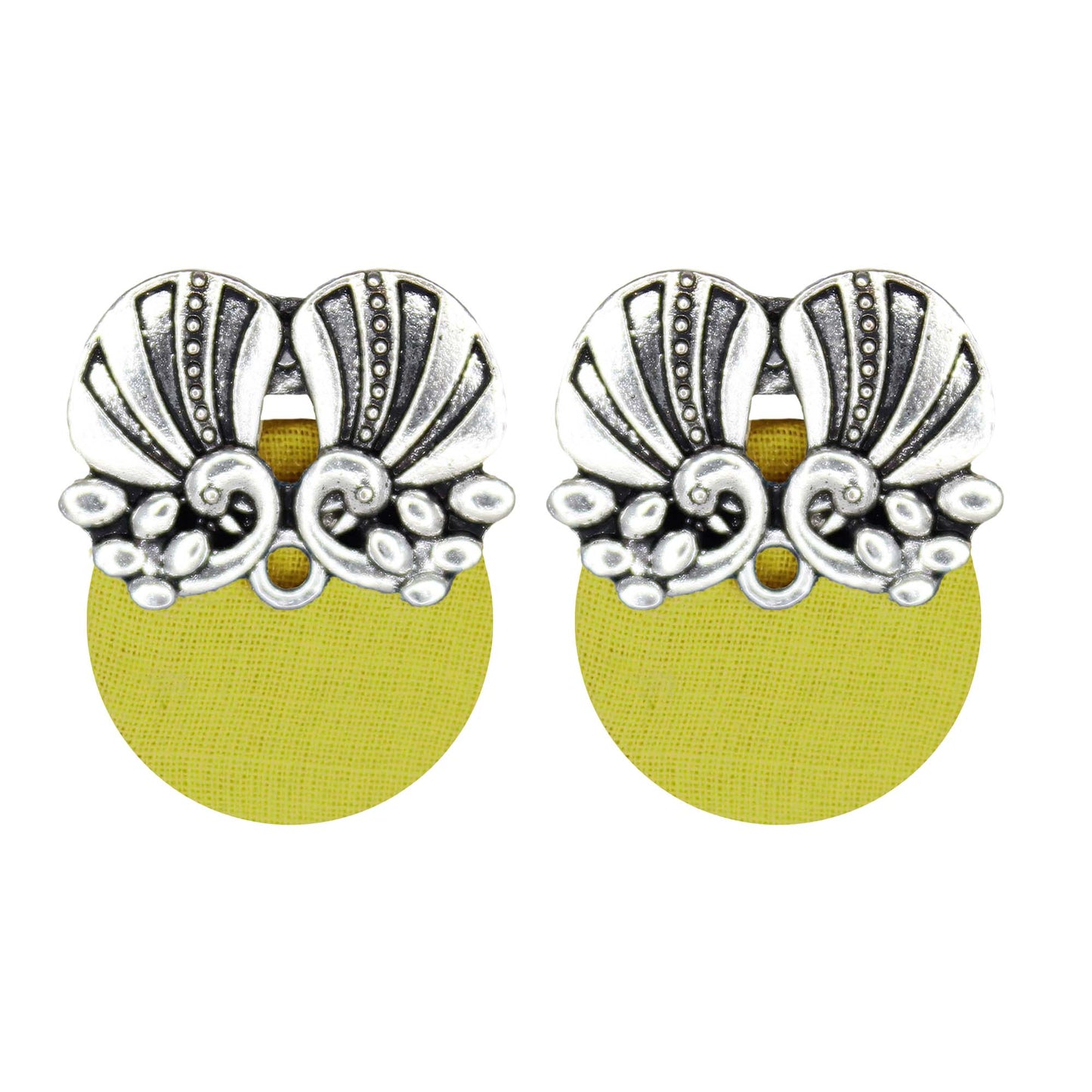 Upcycled Fabric Stud Earrings with Brass Detailing