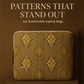 Sustainable laptop bag with geometric pattern on a brown background