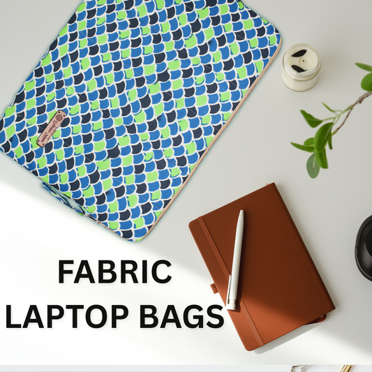 Organic Vibes Hand Block Printed Sky Blue Fabric  Laptop Sleeves for 13 Inches Laptop