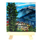 Original Handmade Scenery Mountain Painting Hand Painted On Canvas Frame 4*4 With Easel