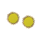 Green Handcrafted Fabric Stud Earrings with Golden Accents