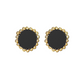 Black Handcrafted Fabric Stud Earrings with Golden Accents