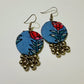 Handcrafted Blue Fabric Dangler Earrings with Silver Ghungroo Charm for Women