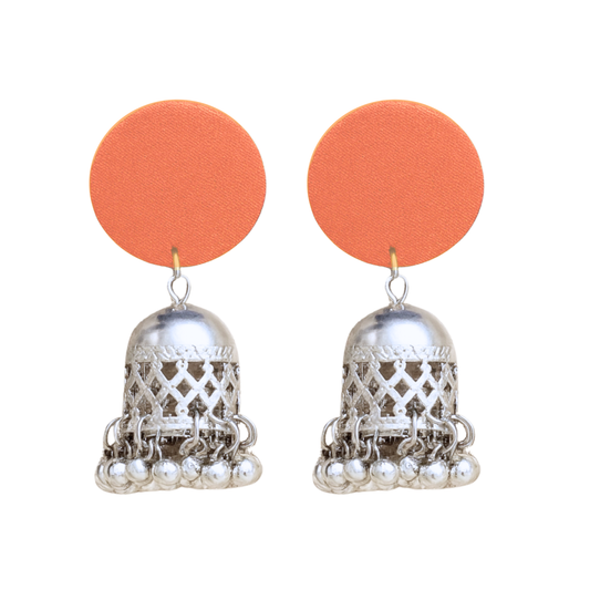 Handmade Fabric Earrings for Women | Silver Ghungroo Jhumka Style | Lightweight Casual Ethnic Wear | Eco-Friendly Cloth Earrings by Organic Vibes