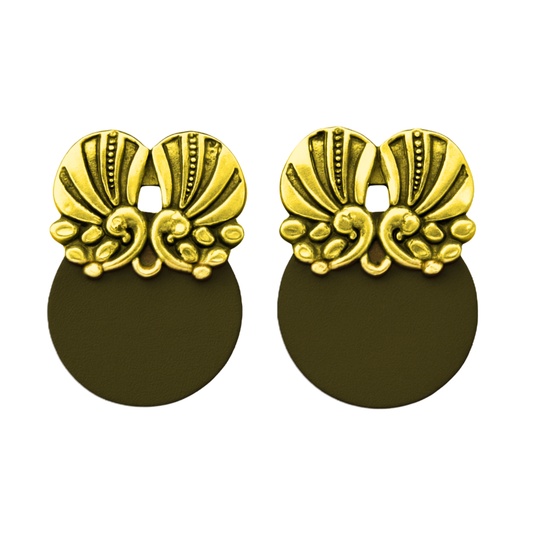 Organic Vibes Handmade Fabric Earrings for Women | Brass Top Ethnic Statement Earrings | Lightweight Festive & Casual Wear Jewelry