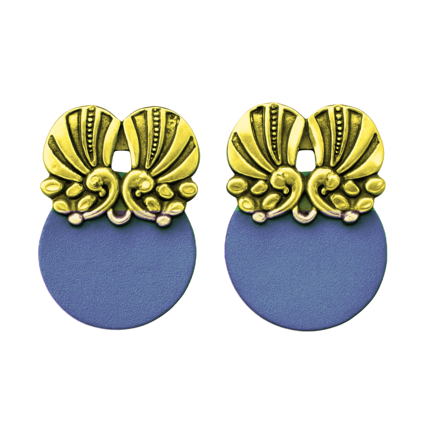 Organic Vibes Handmade Fabric Earrings for Women | Brass Top Ethnic Statement Earrings | Lightweight Festive & Casual Wear Jewelry