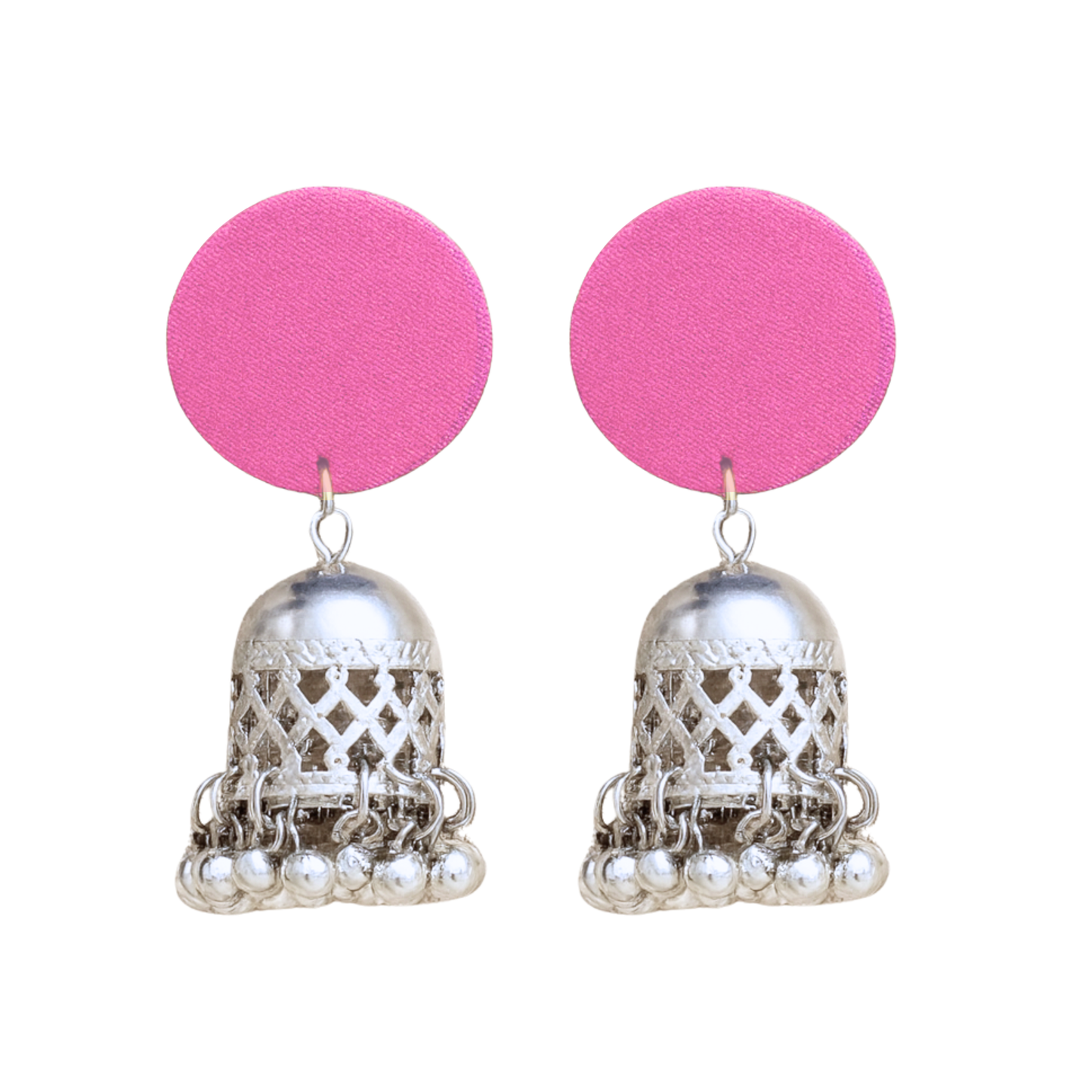 Handmade Fabric Earrings for Women | Silver Ghungroo Jhumka Style | Lightweight Casual Ethnic Wear | Eco-Friendly Cloth Earrings by Organic Vibes