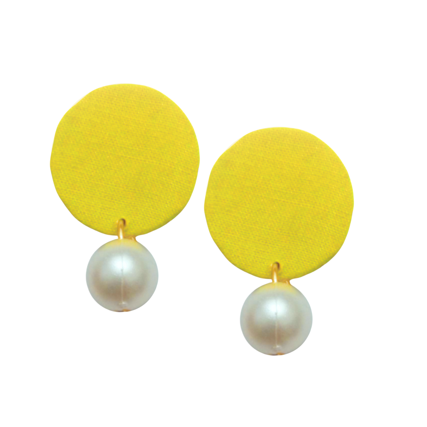 Organic Vibes Handmade Fabric Earrings with Brass & Pearl Drop | Lightweight Statement Earrings for Women | Sustainable Fashion Jewelry