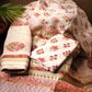 Organic Vibes White Red Floral Chanderi Silk Hand Block Printed Kurta Set unstitched Fabric with Dupatta