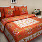 Organic Vibes Orange Baraat Design Cotton Bed Cover with Pillows