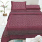 Maroon Dabu Handblock Printed Bed Cover with Pillow covers