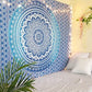 Organic Vibes Blue Mandala Cotton Tapestry Double Bedsheet