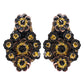 Organic Vibes Handmade Black Floral Design Sequence Work Dangler Embroidered Earrings For Women