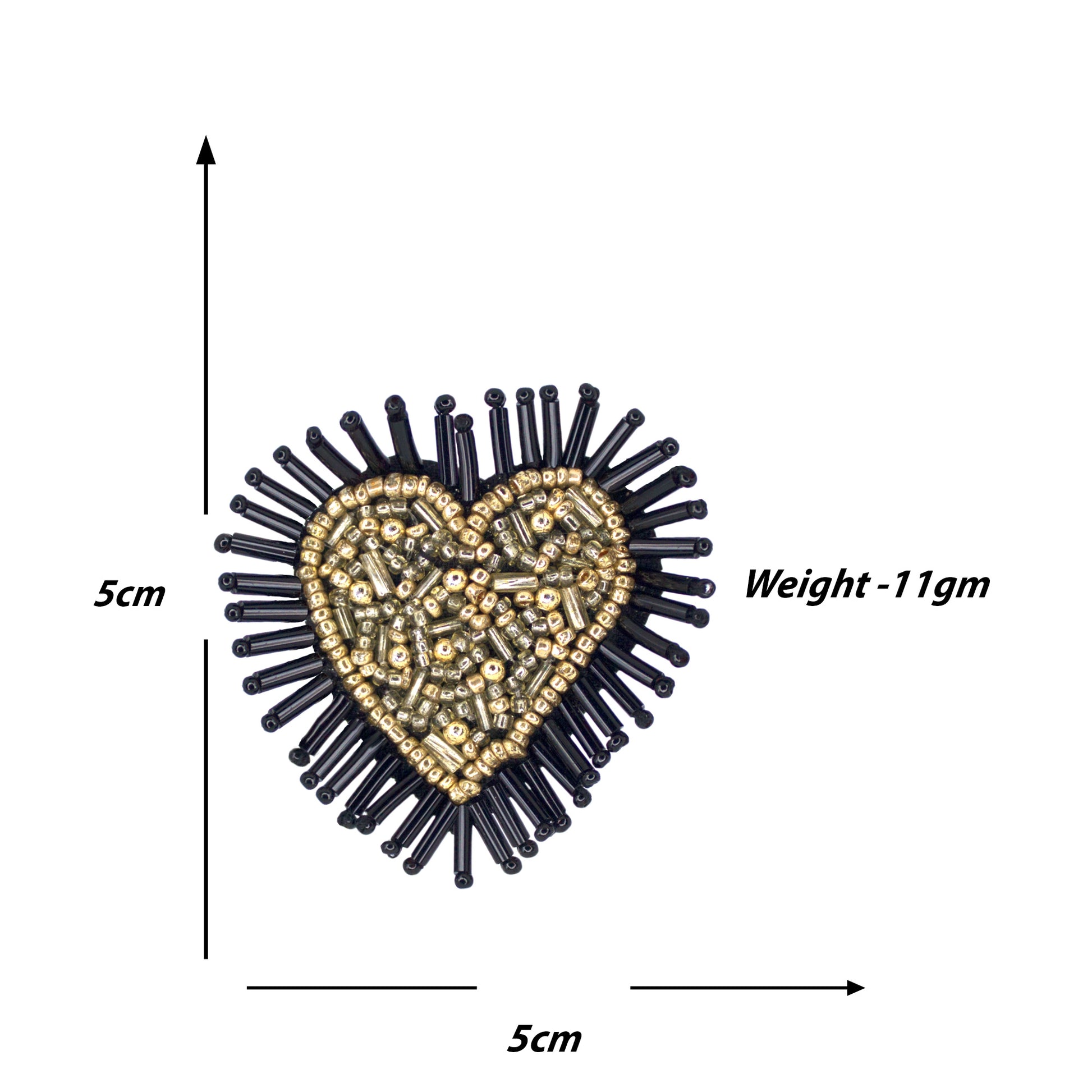 Organic Vibes Handmade Black Heart Shape Beaded Big Stud Fabric Earrings For Women