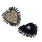 Organic Vibes Handmade Black Heart Shape Beaded Big Stud Fabric Earrings For Women